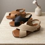 Sandale Talon Carré Cuir