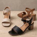 Sandale Demi Talon Carré Cuir