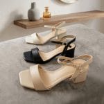Sandale Demi Talon Carré Cuir